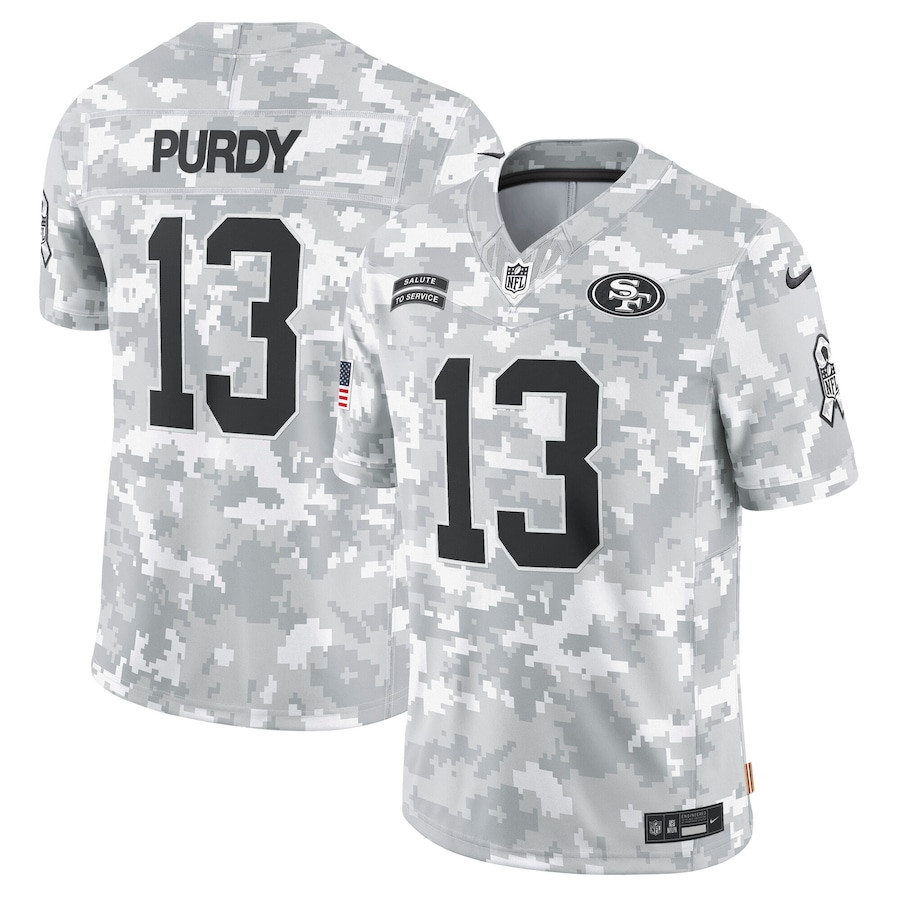 Brock Purdy 13 San Francisco 49ers 2024 Salute to Service Limited Men Jersey - Arctic Camo JS3925 Saliibo