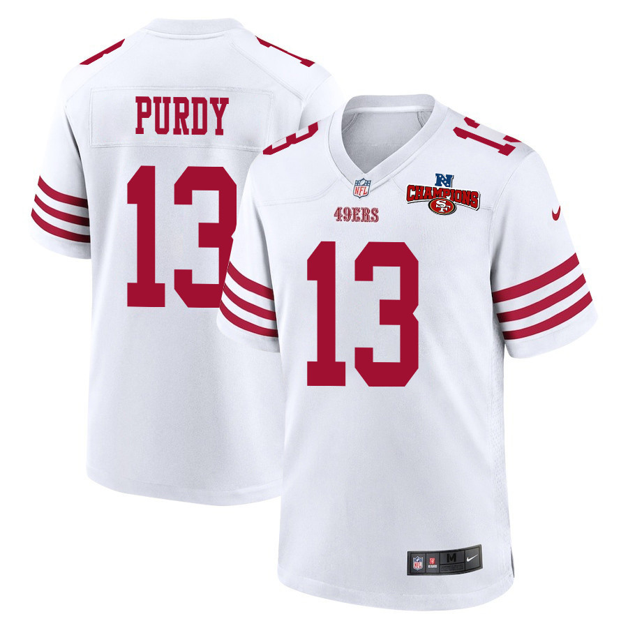 Brock Purdy 13 San Francisco 49ers NFC Champions Patch Game Men Jersey - White JS4887 Saliibo