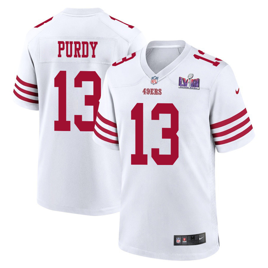 Brock Purdy 13 San Francisco 49ers Super Bowl LVIII Patch Game Men Jersey - White JS8807 Saliibo
