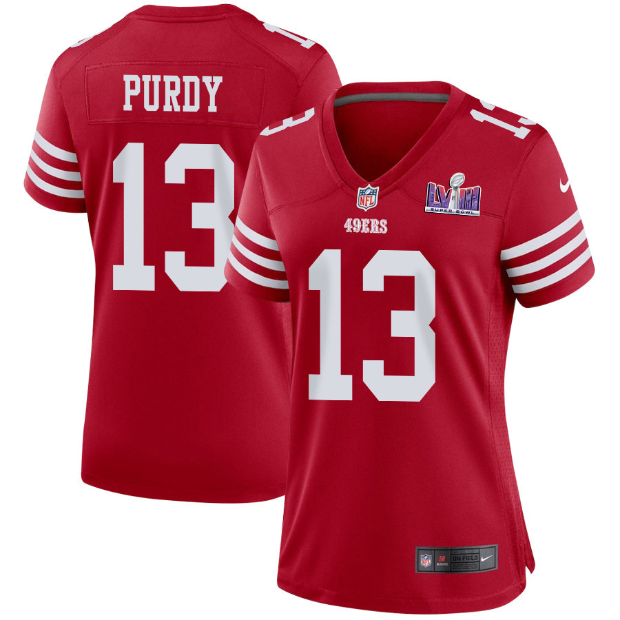 Brock Purdy 13 San Francisco 49ers Super Bowl LVIII Patch Game Women Jersey - Scarlet JS7510 Saliibo