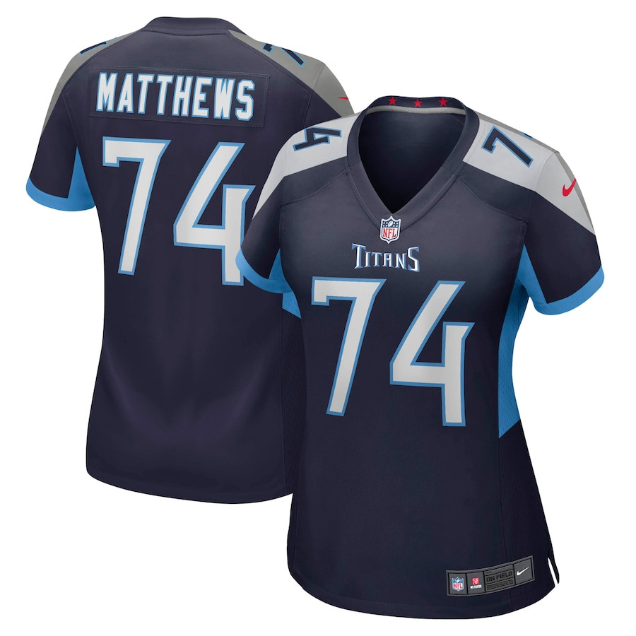 Bruce Matthews 74 Tennessee Titans Women Retired Jersey - Navy JS4696 Saliibo