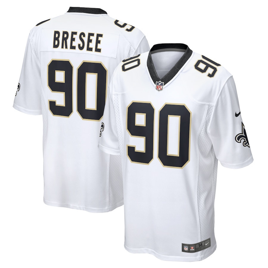 Bryan Bresee 90 New Orleans Saints Game Jersey - Men, White JS2728 Saliibo