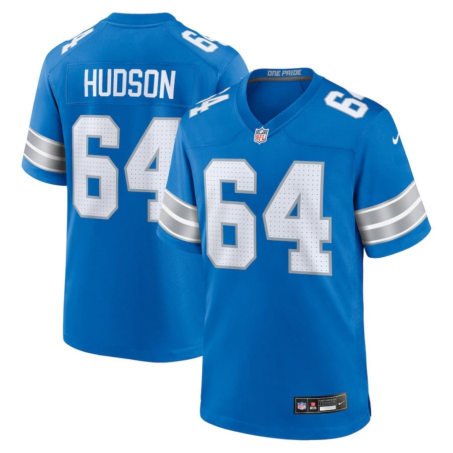 Bryan Hudson 64 Detroit Lions Game Men Jersey - Blue JS5869 Saliibo