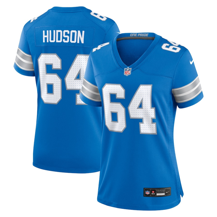 Bryan Hudson 64 Detroit Lions Women's Game Jersey - Blue JS7176 Saliibo