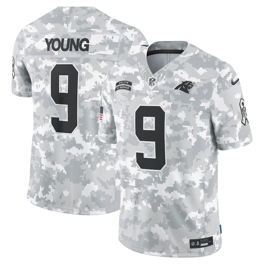 Bryce Young 9 Carolina Panthers 2024 Salute to Service Limited Men Jersey - Arctic Camo JS9903 Saliibo
