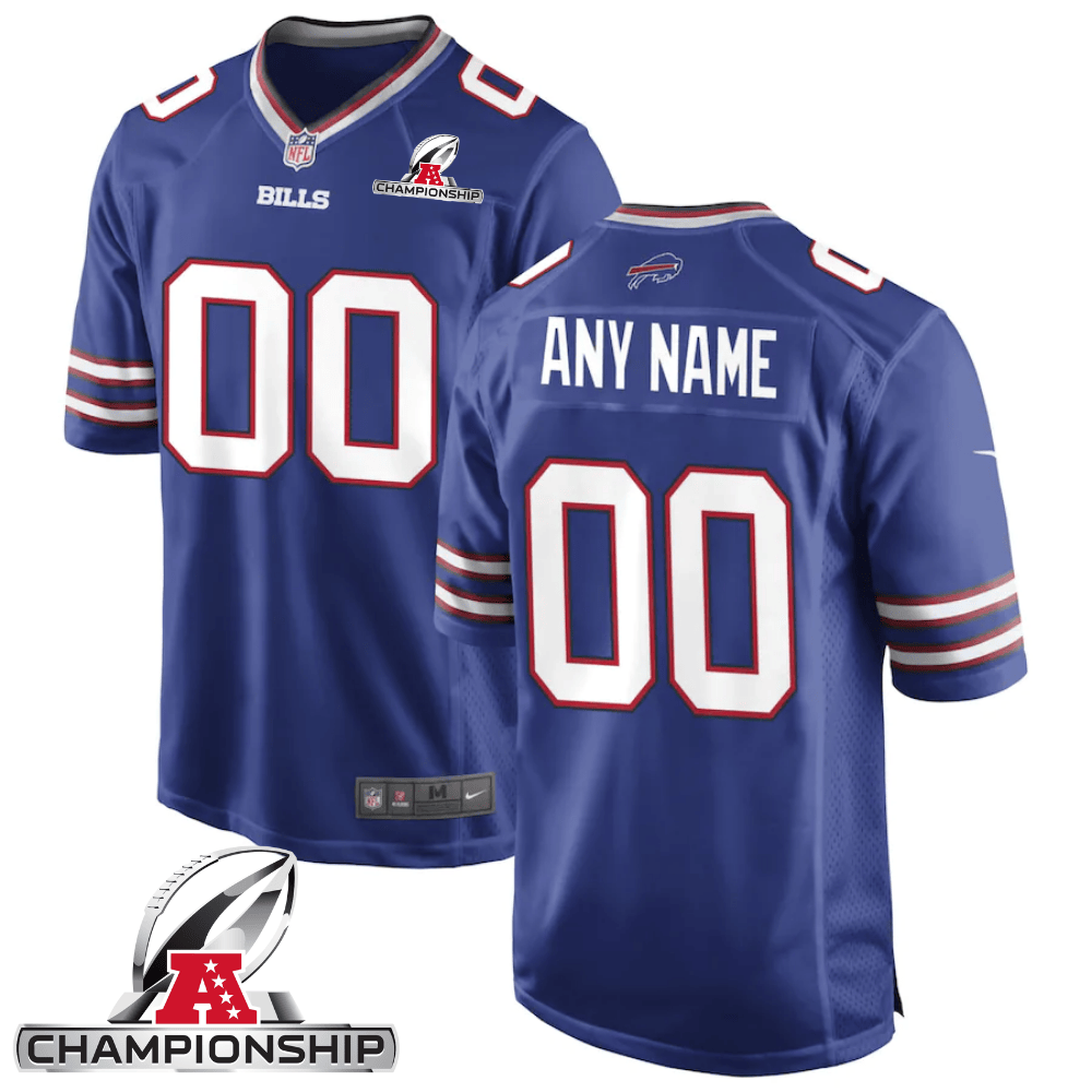 Buffalo Bills AFC Championship Patch Game Men Custom Jersey - Royal JS7967 Saliibo