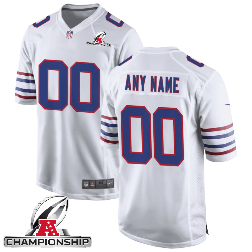 Buffalo Bills AFC Championship Patch Game Men Custom Jersey - White JS6403 Saliibo