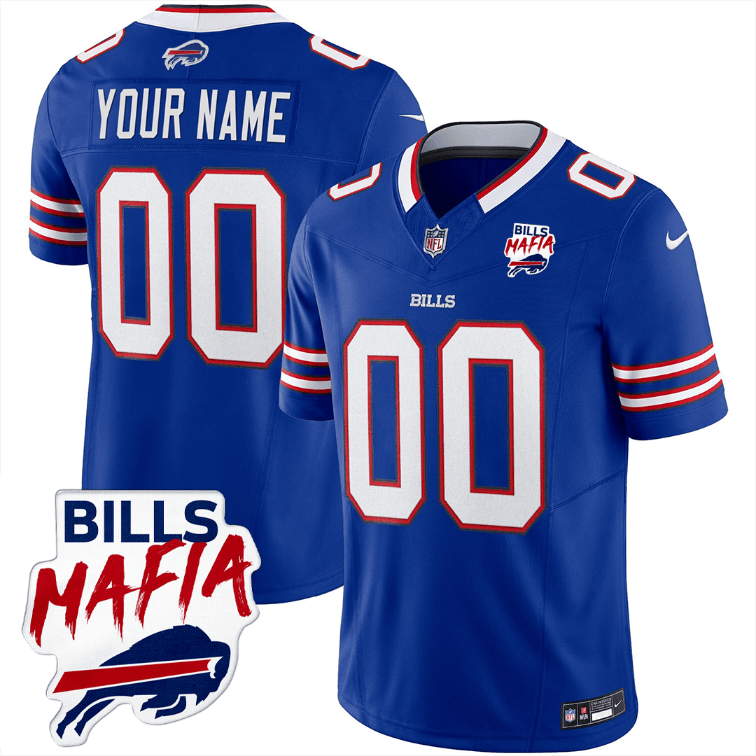 Buffalo Bills Bills Mafia Patch Game Men Custom Jersey - Royal JS6015 Saliibo