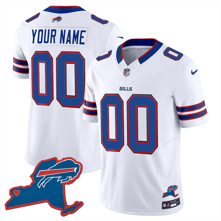 Buffalo Bills New York Patch Game Men Custom Jersey - White JS6307 Saliibo