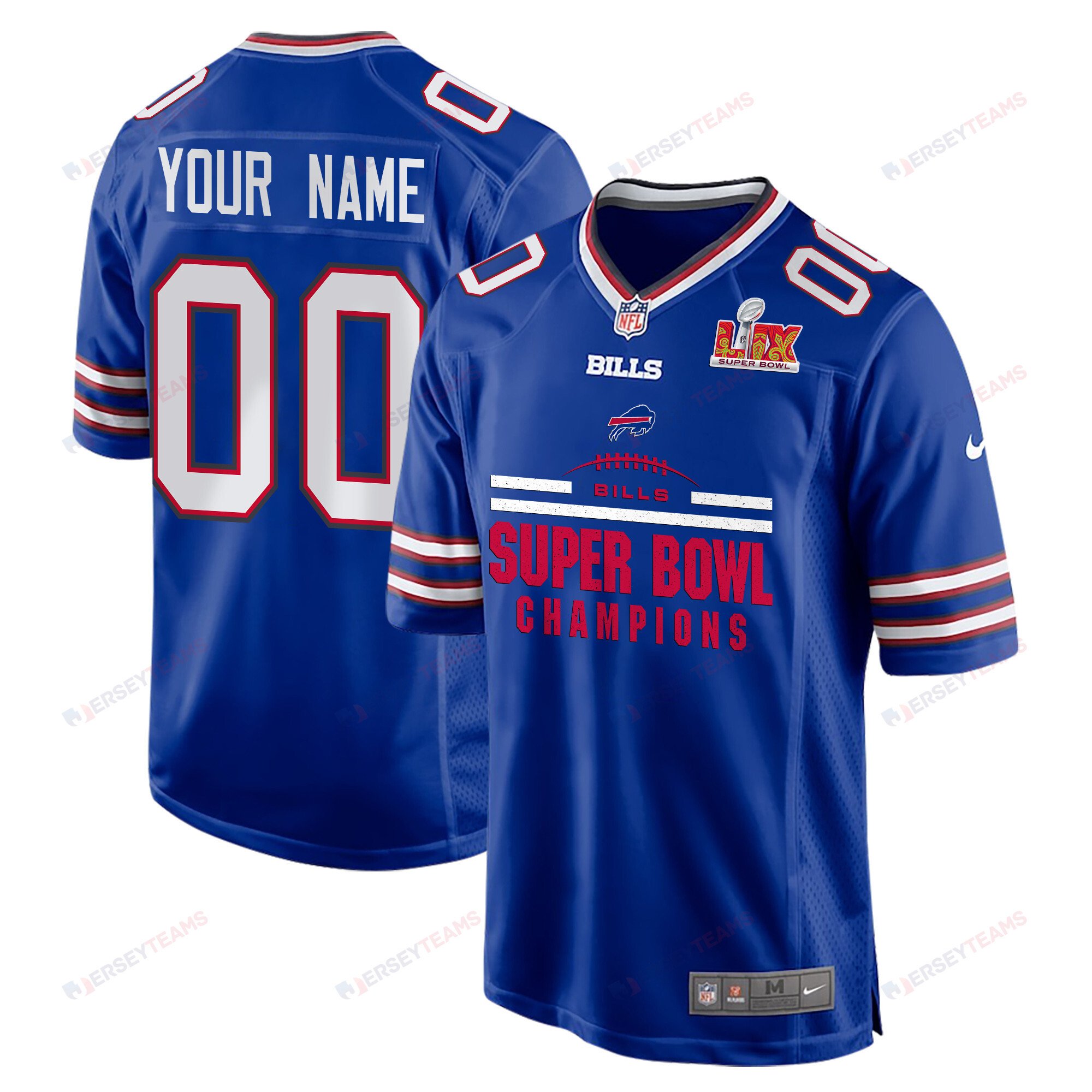 Buffalo Bills Super Bowl LIX Champions Ball Game Men Custom Jersey - Royal JS5950 Saliibo