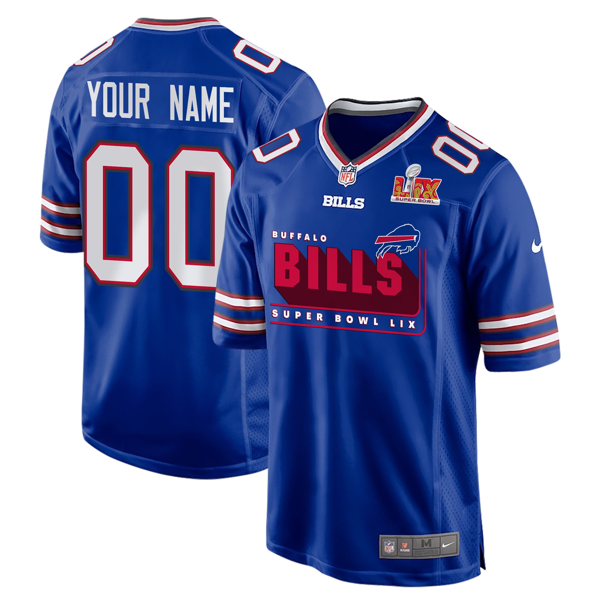 Buffalo Bills Super Bowl LIX Champions Big Bills Game Men Custom Jersey - Royal JS2623 Saliibo