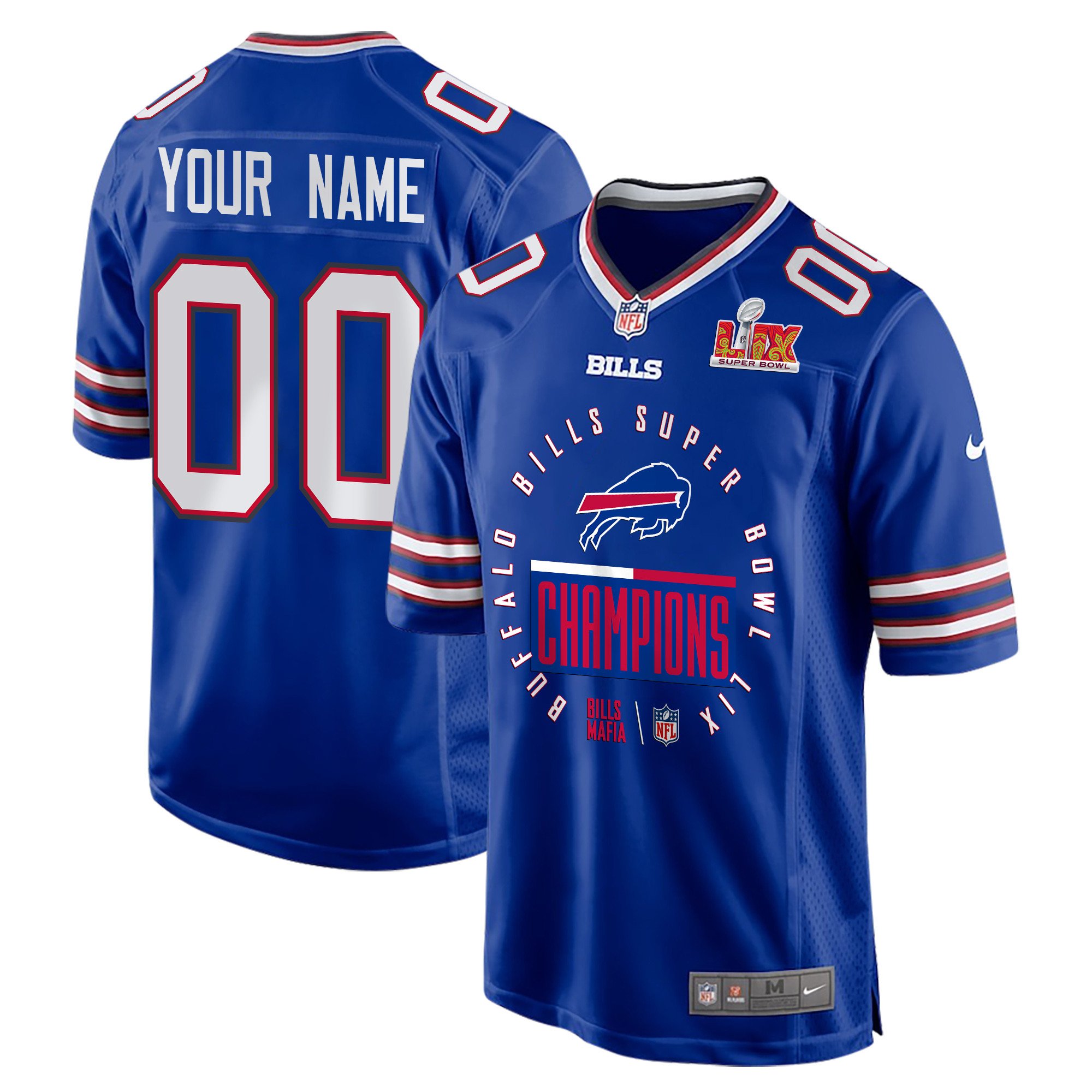 Buffalo Bills Super Bowl LIX Champions Game Men Custom Jersey - Royal JS4426 Saliibo