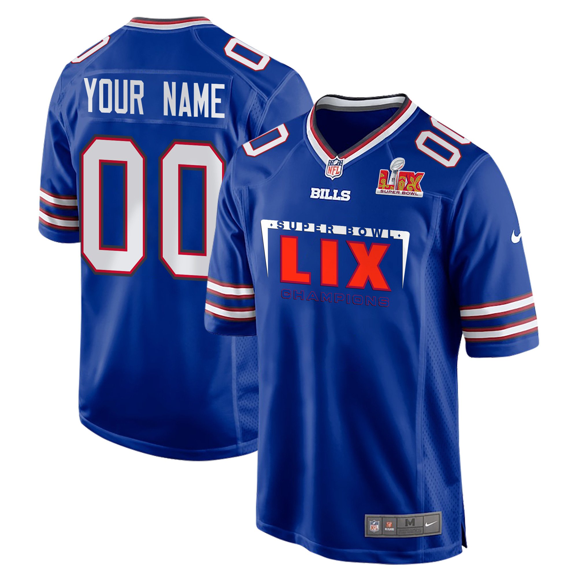 Buffalo Bills Super Bowl LIX Champions Simple Style Game Men Custom Jersey - Royal JS9144 Saliibo