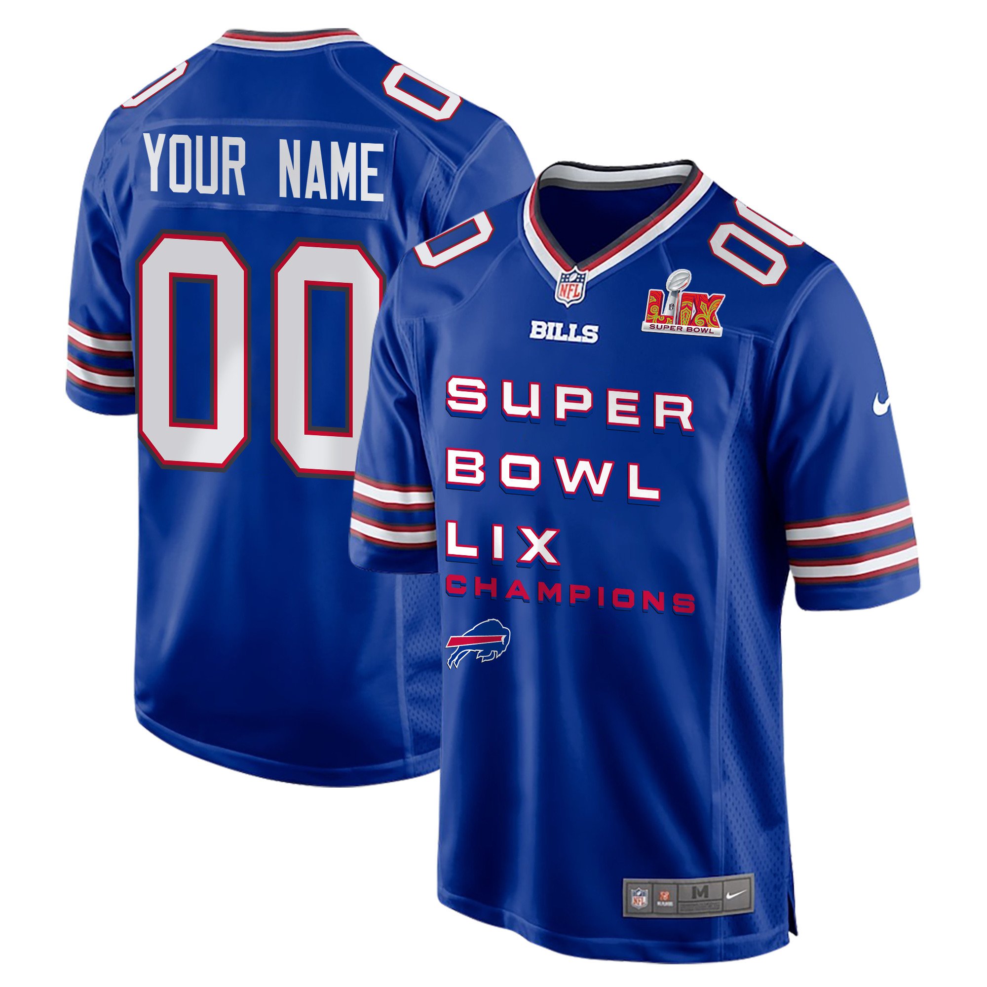Buffalo Bills Super Bowl LIX Champions V3 Game Men Custom Jersey - Royal JS7022 Saliibo