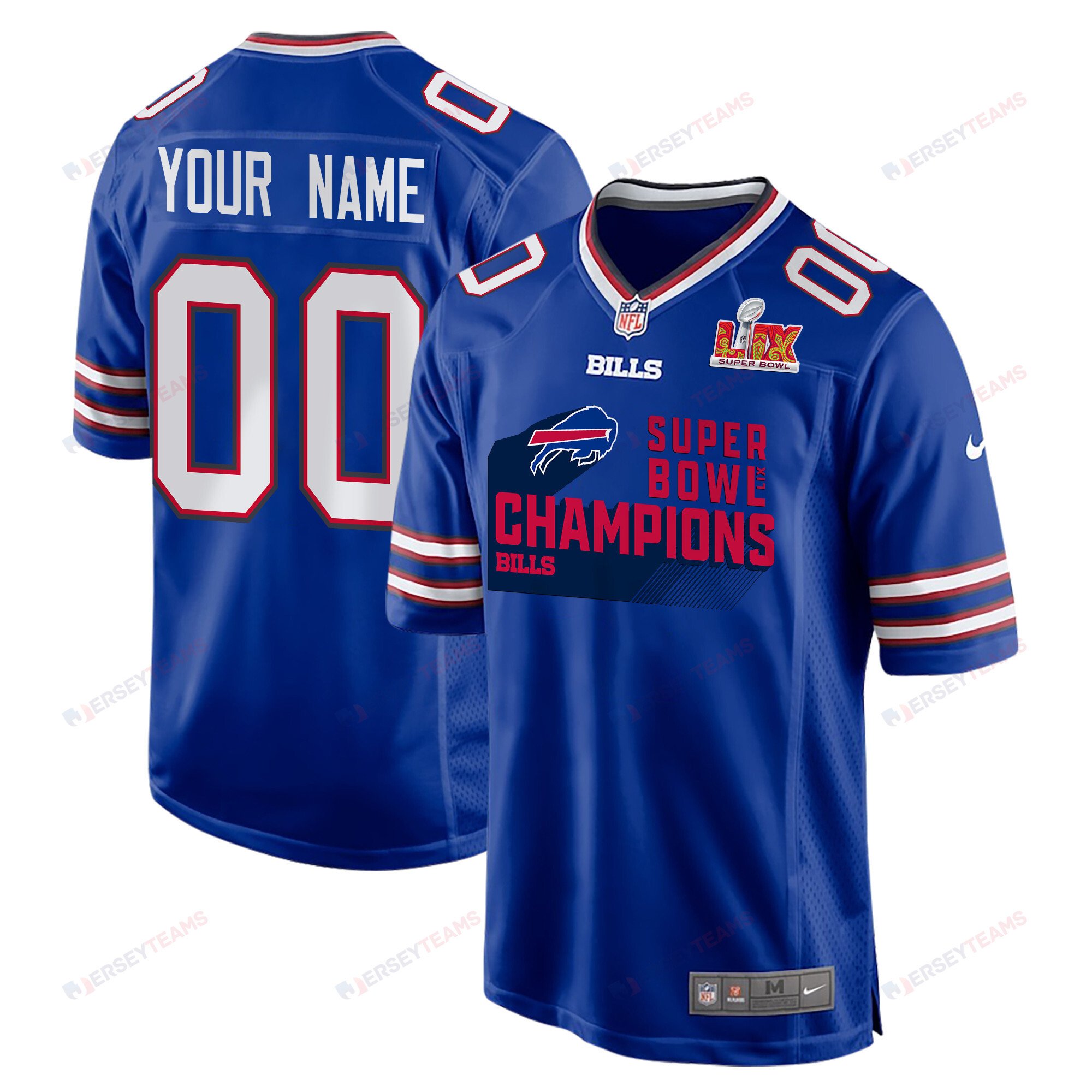 Buffalo Bills Super Bowl LIX Champions V4 Game Men Custom Jersey - Royal JS1426 Saliibo