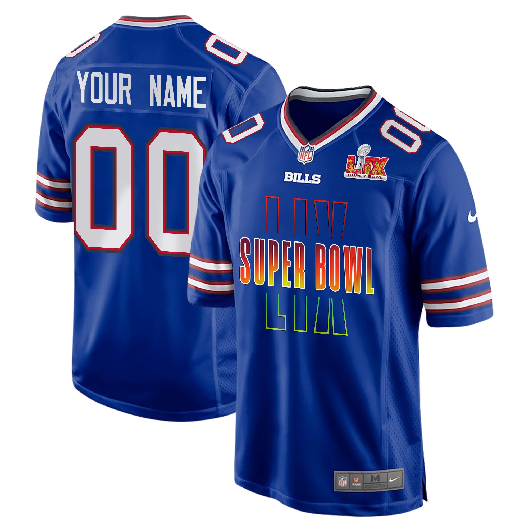Buffalo Bills Super Bowl LIX Game Men Custom Jersey - Royal JS9649 Saliibo