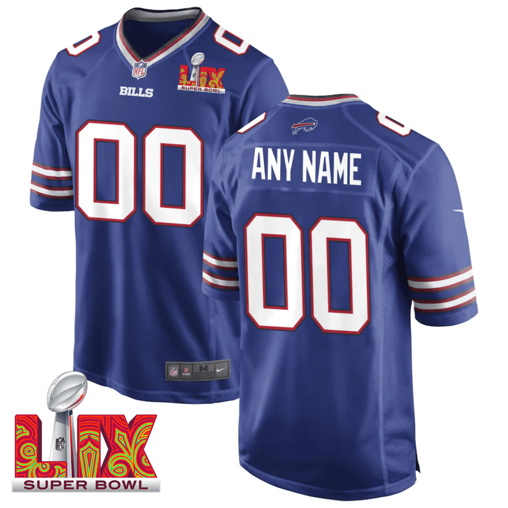 Buffalo Bills Super Bowl LIX Patch Game Men Custom Jersey - Royal JS2605 Saliibo