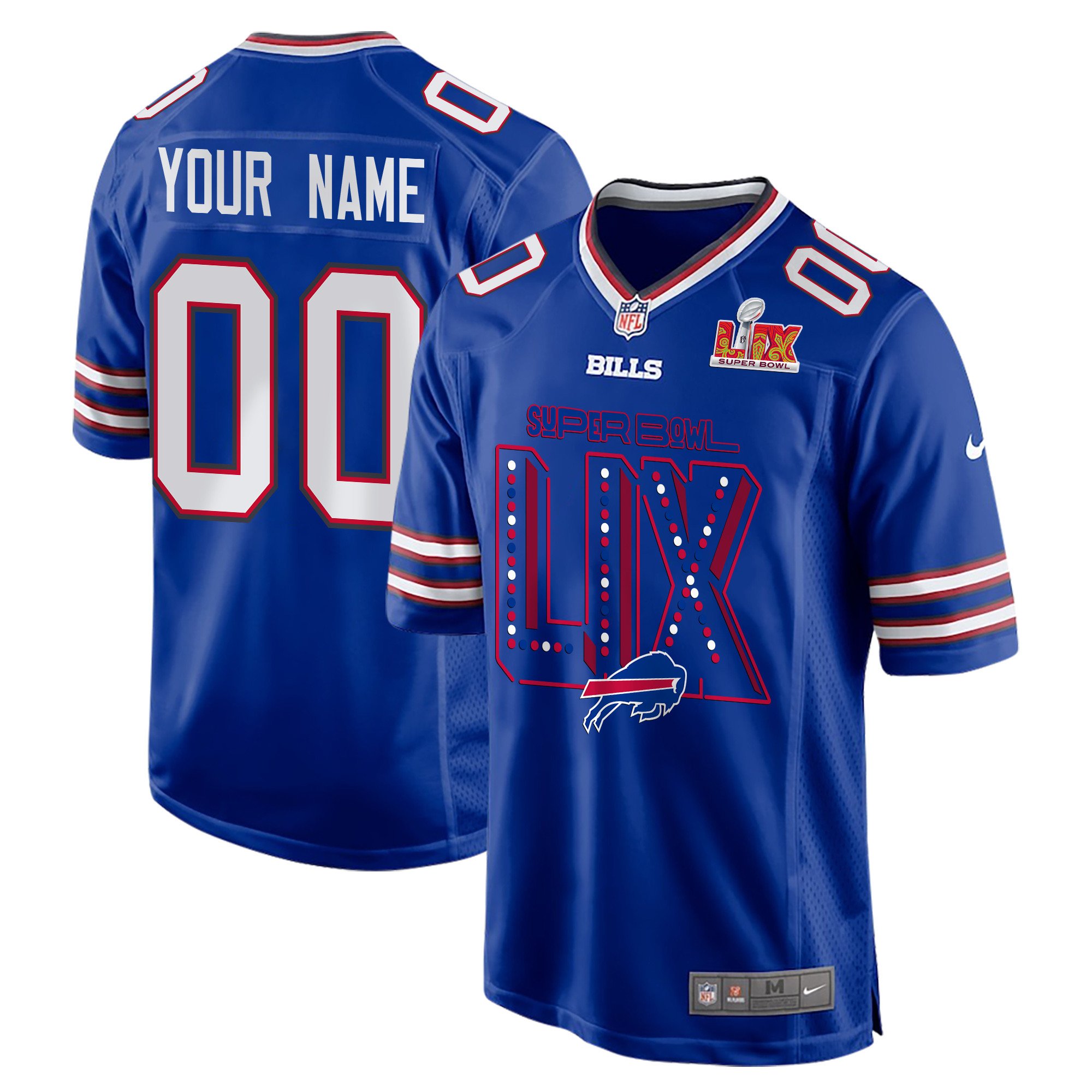 Buffalo Bills Super Bowl LIX V2 Game Men Custom Jersey - Royal JS8988 Saliibo