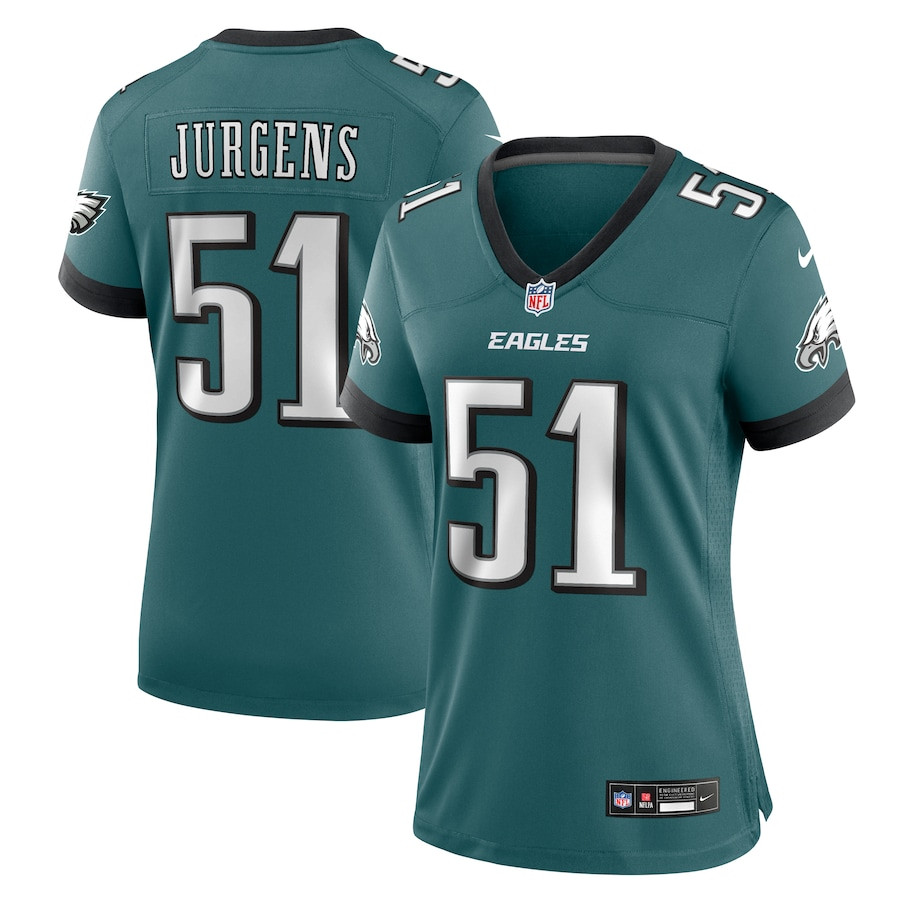 Cam Jurgens 51 Philadelphia Eagles Women's Team Game Jersey - Midnight Green JS7304 Saliibo