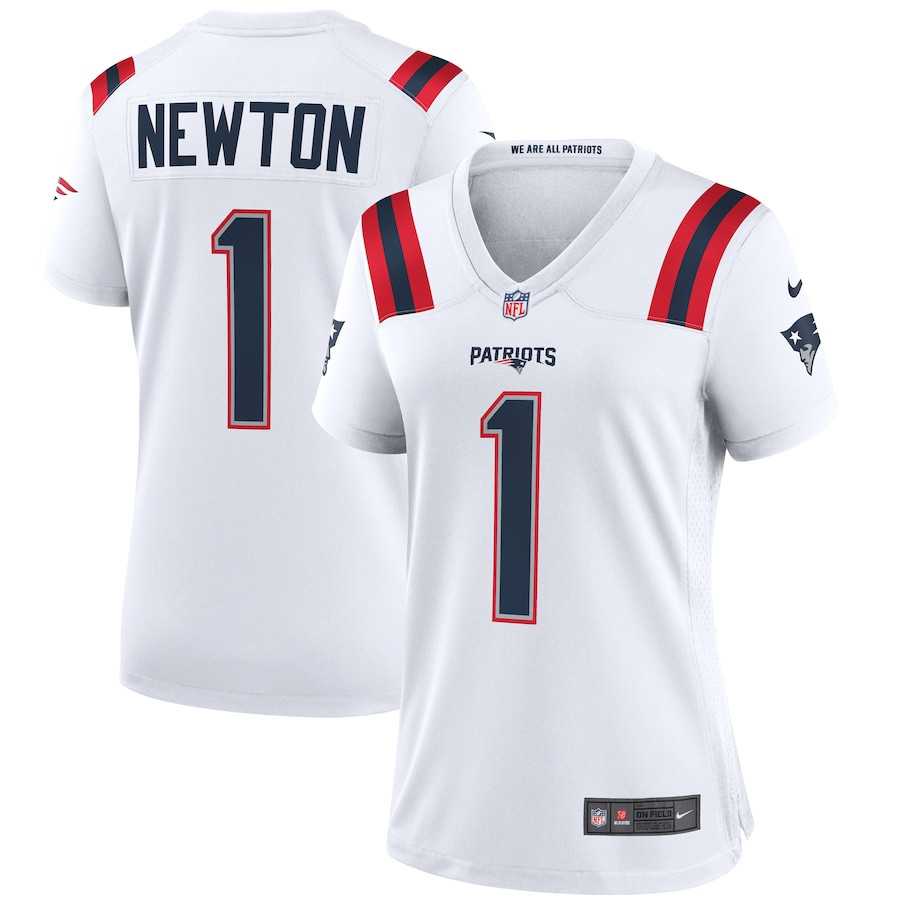 Cam Newton 1 New England Patriots Women Game Jersey - White JS8943 Saliibo