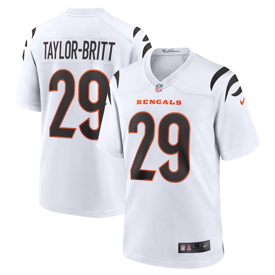 Cam Taylor-Britt 29 Cincinnati Bengals Game Men Jersey - White JS6840 Saliibo