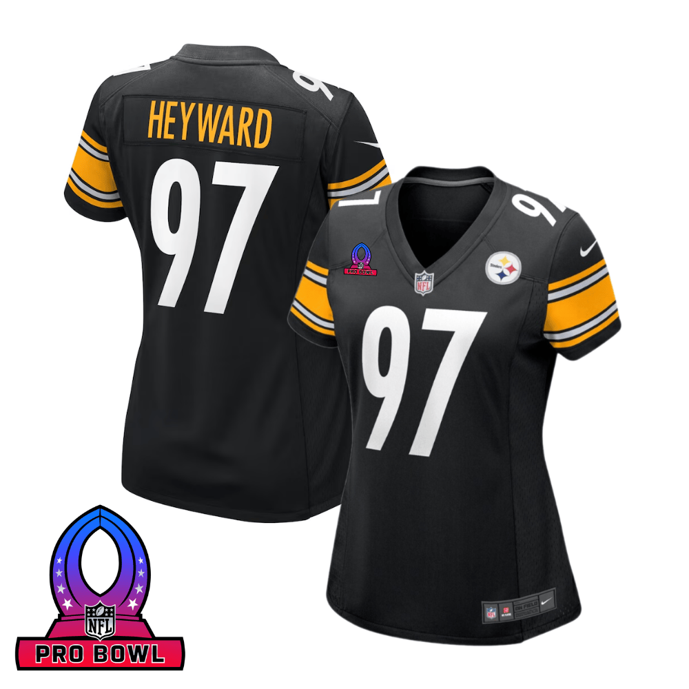 Cameron Heyward 97 Pittsburgh Steelers 2025 Pro Bowl Patch Women Game Jersey - Black JS4331 Saliibo