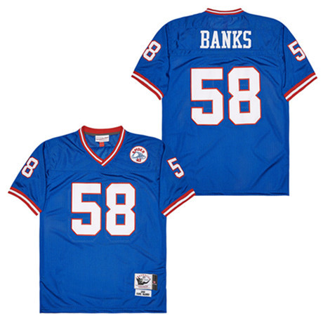 Carl Banks 58 New York Giants Spider Lockhart 43 Patch Throwback Men Jersey - Blue JS8576 Saliibo