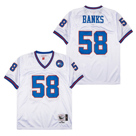 Carl Banks 58 New York Giants Spider Lockhart 43 Patch Throwback Men Jersey - White JS4566 Saliibo