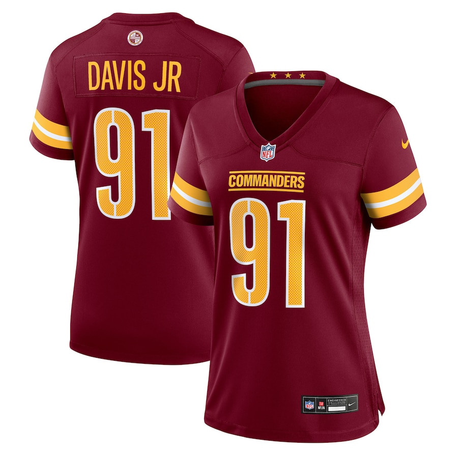 Carl Davis Jr. 91 Washington Commanders Women's Team Game Jersey - Burgundy JS3995 Saliibo