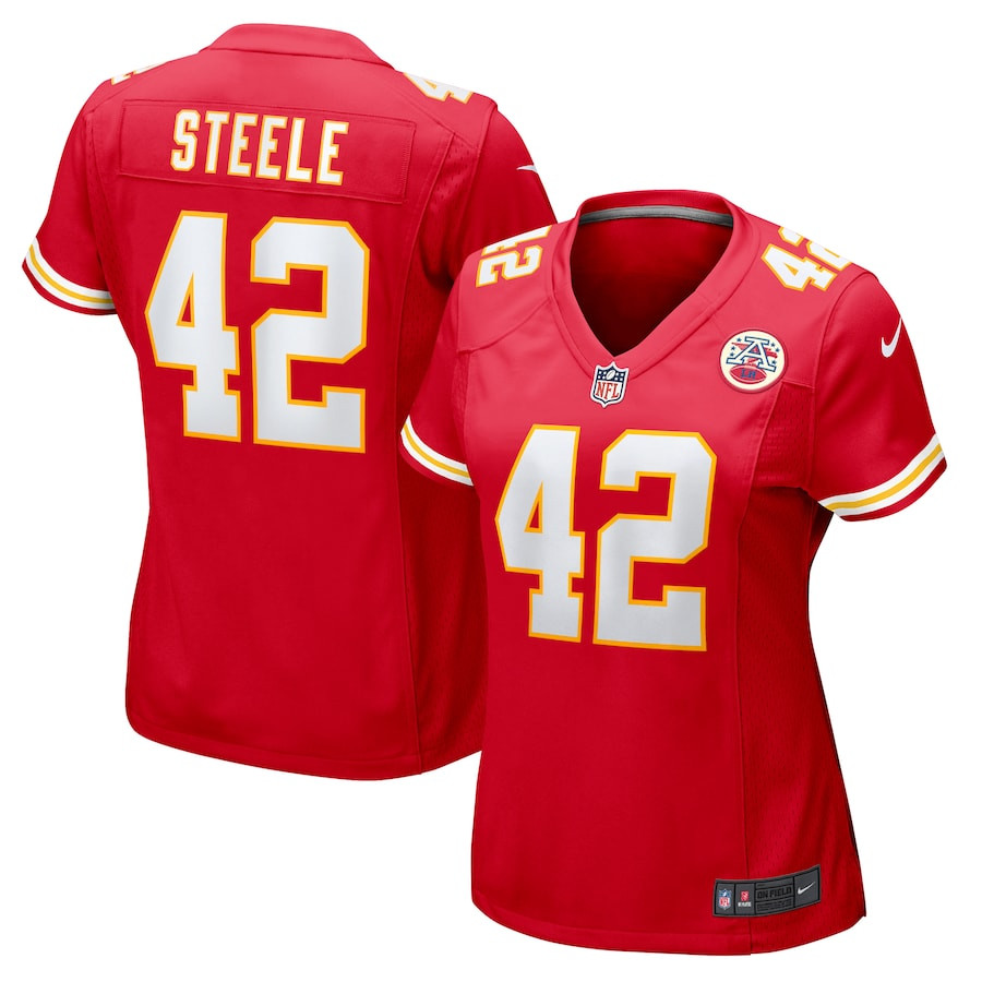 Carson Steele 42 Kansas City Chiefs Women's Game Jersey - Red JS6554 Saliibo