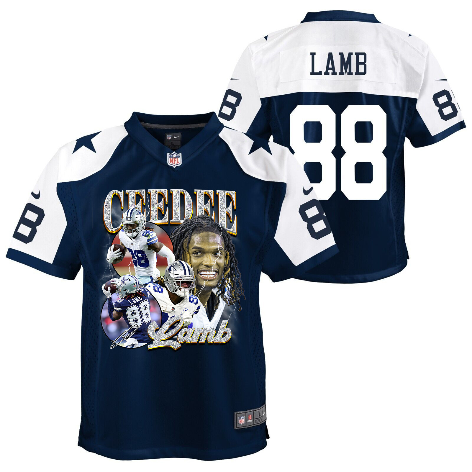 CeeDee Lamb 88 Dallas Cowboys Cee Works Hard Alternate Game YOUTH Jersey JS7001 Saliibo