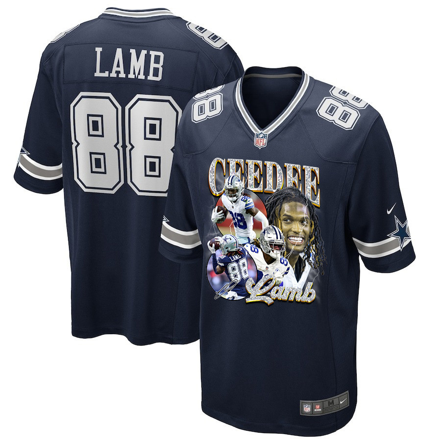 CeeDee Lamb 88 Dallas Cowboys Cee Works Hard Home Game Men Jersey - Navy JS3801 Saliibo