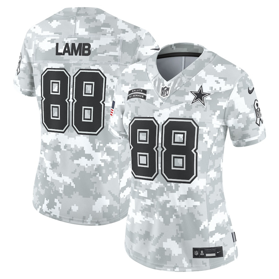 CeeDee Lamb 88 Dallas Cowboys Women's 2024 Salute to Service Limited Jersey - Arctic Camo JS8076 Saliibo