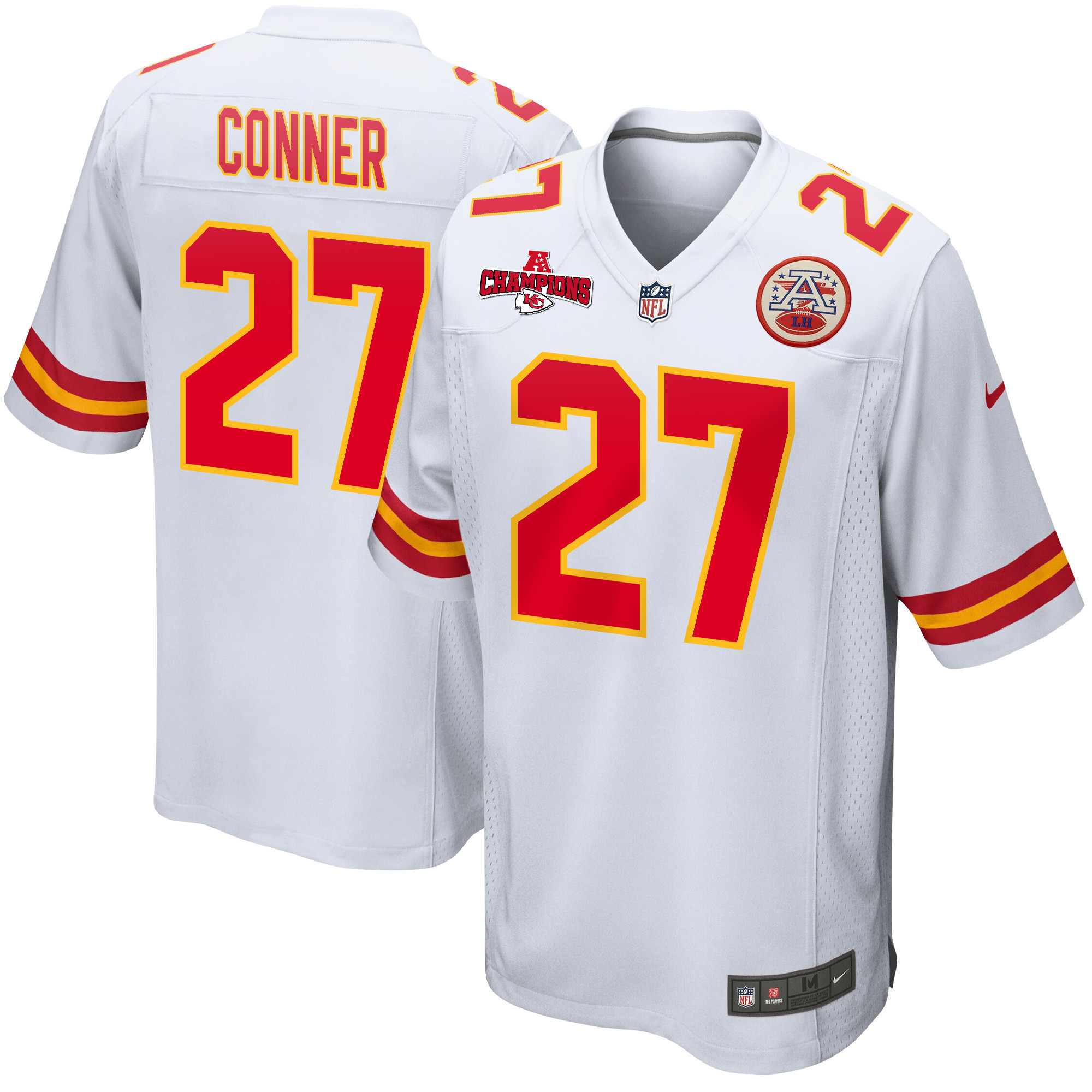 Chamarri Conner 27 Kansas City Chiefs AFC Champions Patch Game Men Jersey - White JS6324 Saliibo