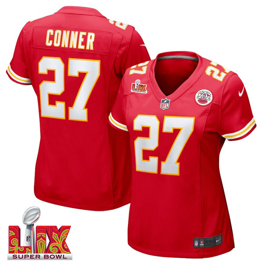 Chamarri Conner #27 Kansas City Chiefs Super Bowl LIX Women's Jersey - Red JS8507 Saliibo