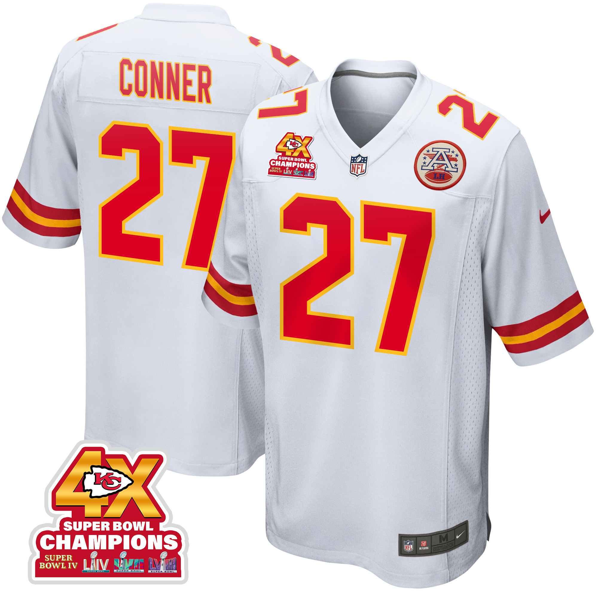 Chamarri Conner 27 Kansas City Chiefs Super Bowl LVIII Champions 4X Game Men Jersey - White JS2969 Saliibo