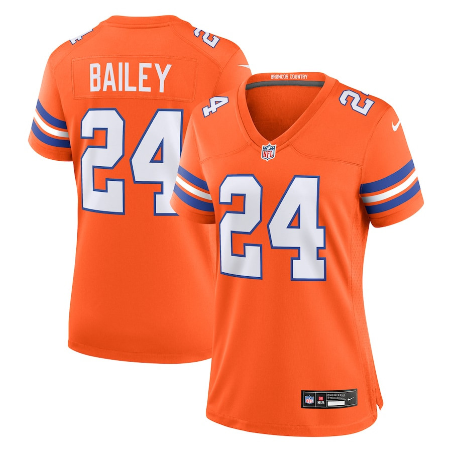 Champ Bailey 24 Denver Broncos Women's Mile High Collection 1977 Throwback Retired Player Game Jersey - Orange JS4251 Saliibo
