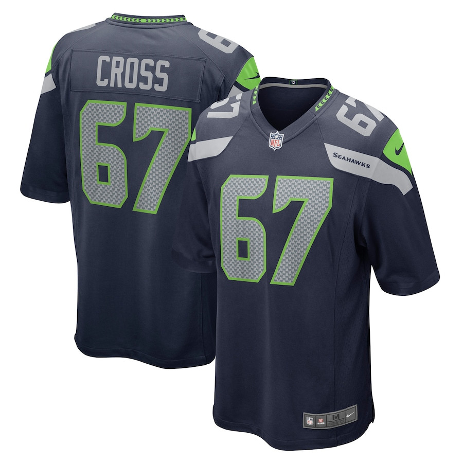 Charles Cross 67 Seattle Seahawks Men Game Jersey - Navy JS7403 Saliibo