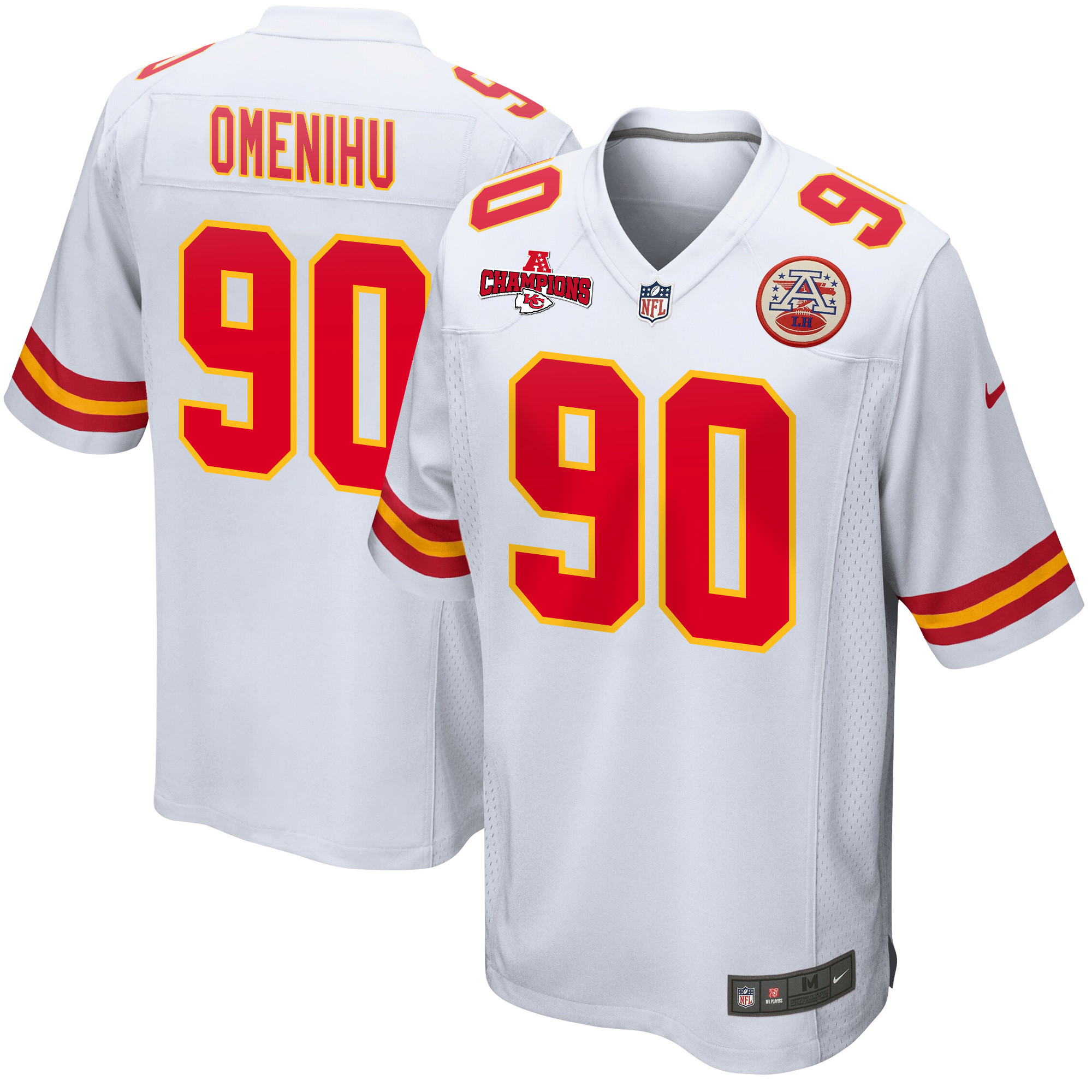 Charles Omenihu 90 Kansas City Chiefs AFC Champions Patch Game Men Jersey - White JS3787 Saliibo