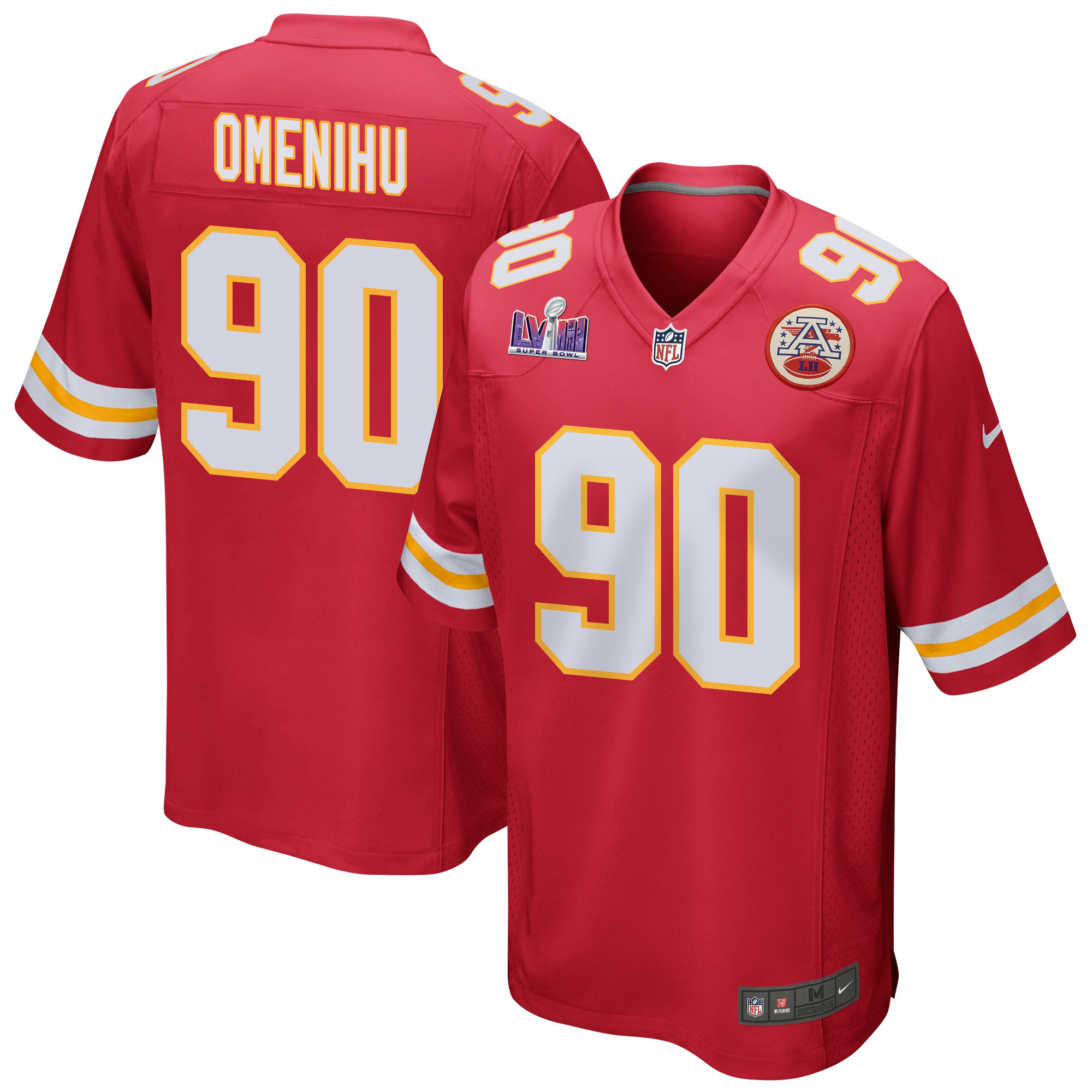 Charles Omenihu 90 Kansas City Chiefs Super Bowl LVIII Patch Game Men Jersey - Red JS5469 Saliibo