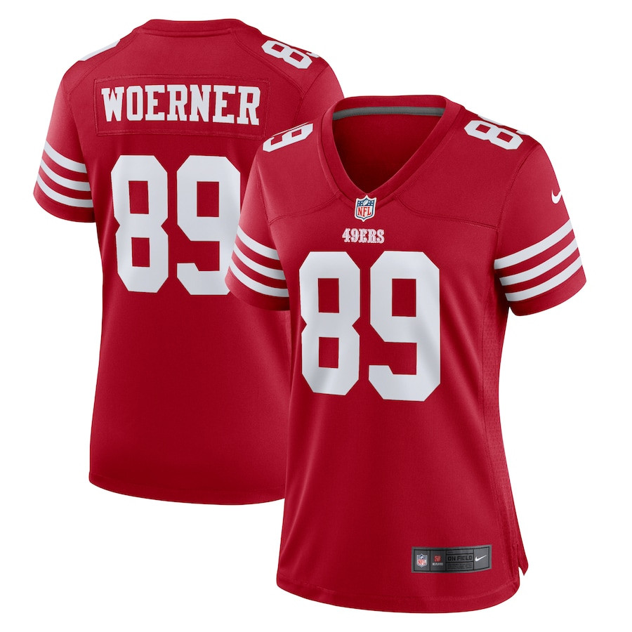 Charlie Woerner 89 San Francisco 49ers Women Game Jersey - Scarlet JS2965 Saliibo