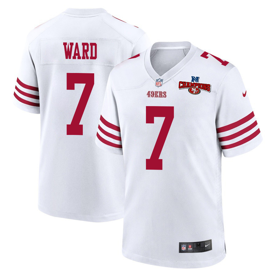 Charvarius Ward 7 San Francisco 49ers NFC Champions Patch Game Men Jersey - White JS6578 Saliibo