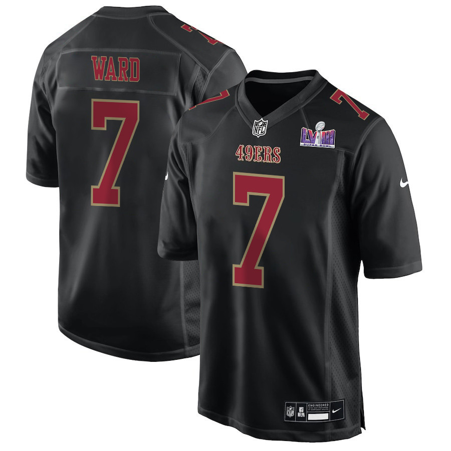 Charvarius Ward 7 San Francisco 49ers Super Bowl LVIII Patch Fashion Game Men Jersey - Carbon Black JS6278 Saliibo