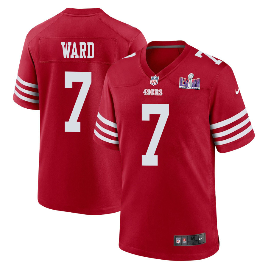 Charvarius Ward 7 San Francisco 49ers Super Bowl LVIII Patch Game Men Jersey - Scarlet JS4881 Saliibo