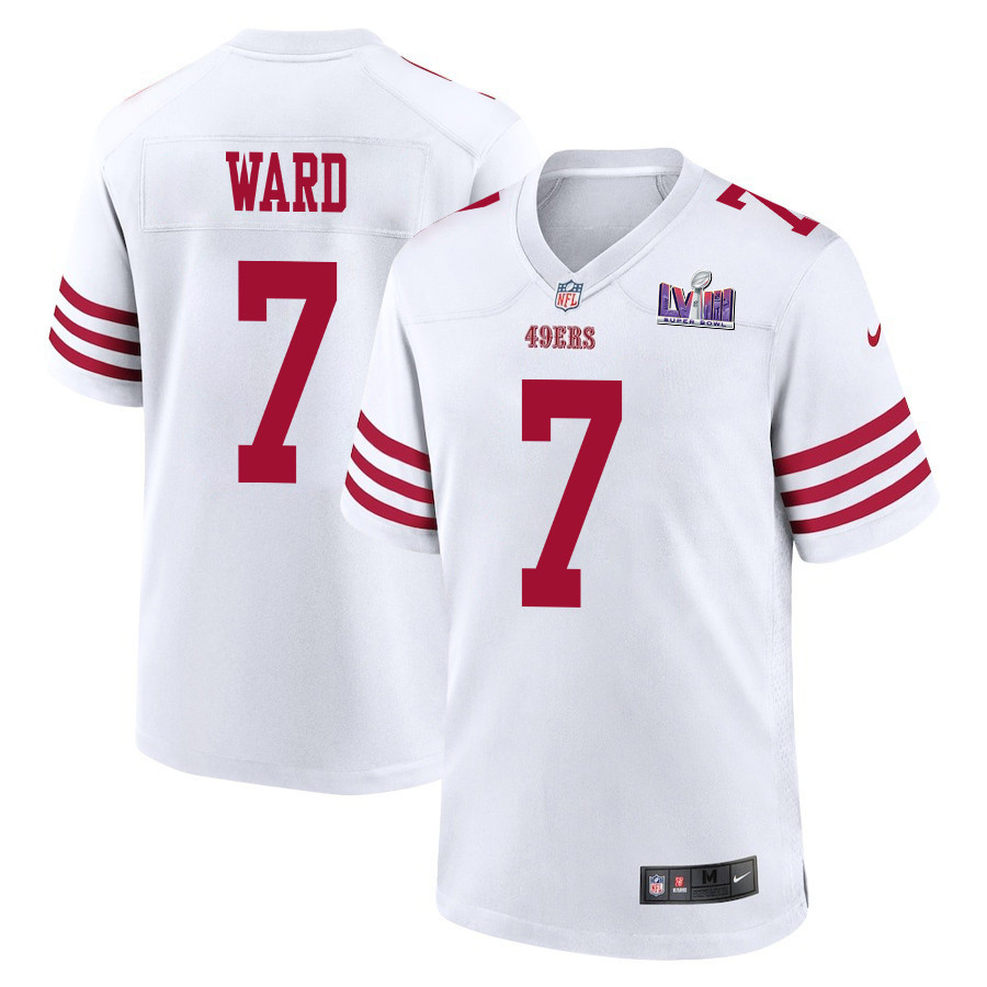 Charvarius Ward 7 San Francisco 49ers Super Bowl LVIII Patch Game Men Jersey - White JS6563 Saliibo
