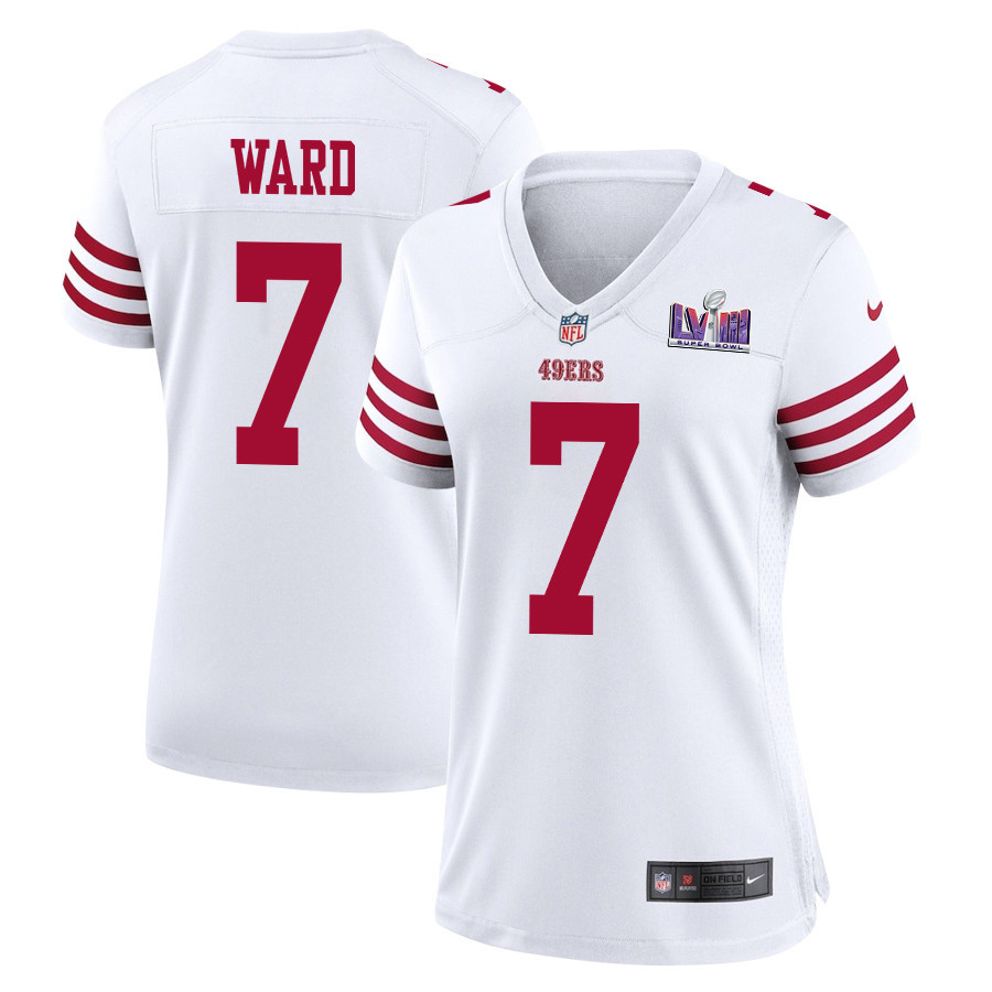 Charvarius Ward 7 San Francisco 49ers Super Bowl LVIII Patch Game Women Jersey - White JS1801 Saliibo