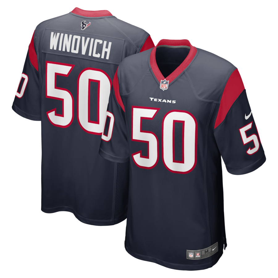 Chase Winovich 50 Houston Texans Men Game Jersey - Navy JS8579 Saliibo