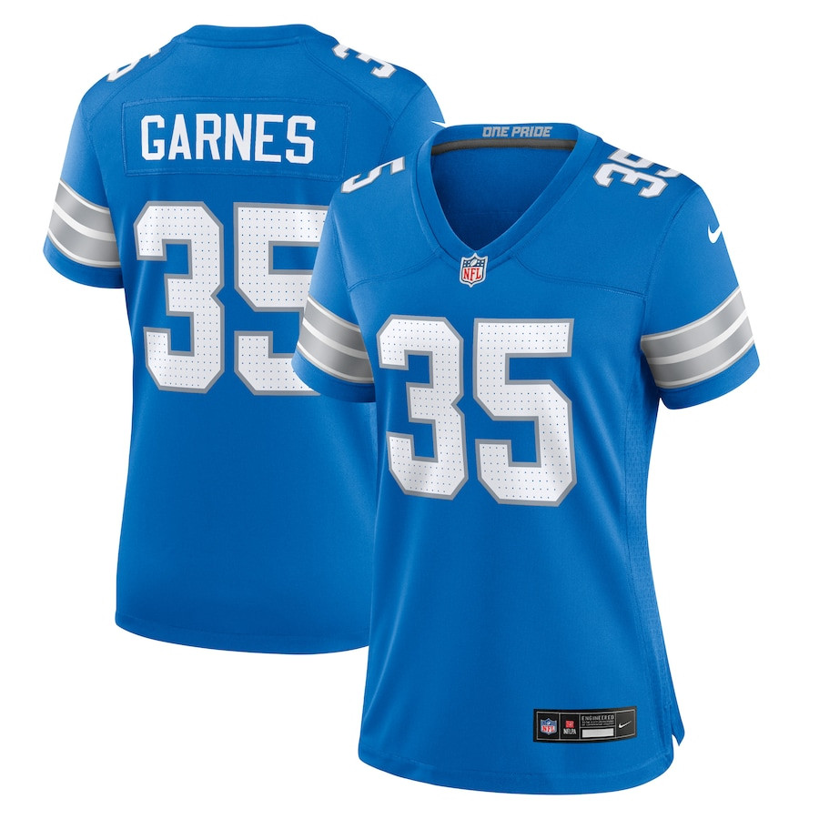 Chelen Garnes 35 Detroit Lions Women's Game Jersey - Blue JS9233 Saliibo