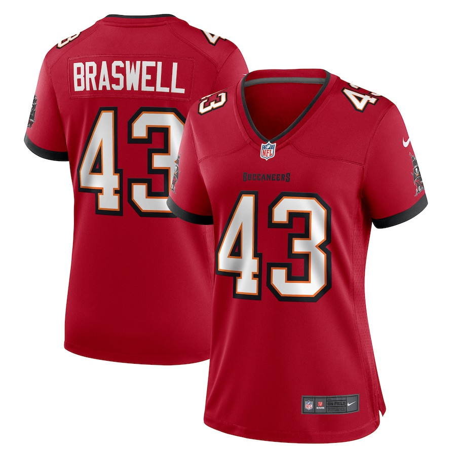 Chris Braswell 43 Tampa Bay Buccaneers Women's Game Jersey - Red JS1318 Saliibo