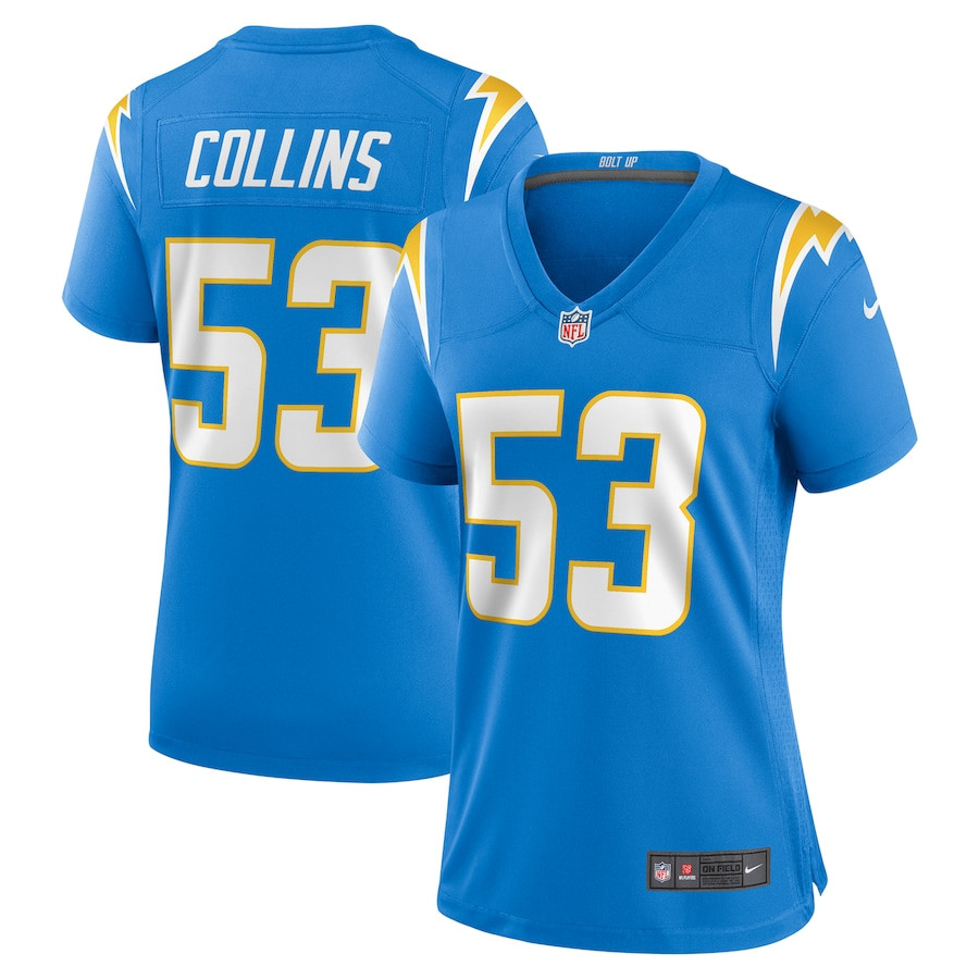 Chris Collins 53 Los Angeles Chargers Women's Game Jersey - Powder Blue JS5865 Saliibo